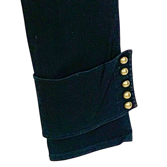 Sass & Bide Walk With Me Black Skinny Jeans 25 Brass Buttons Goth Grunge Biker - Picture 4 of 12